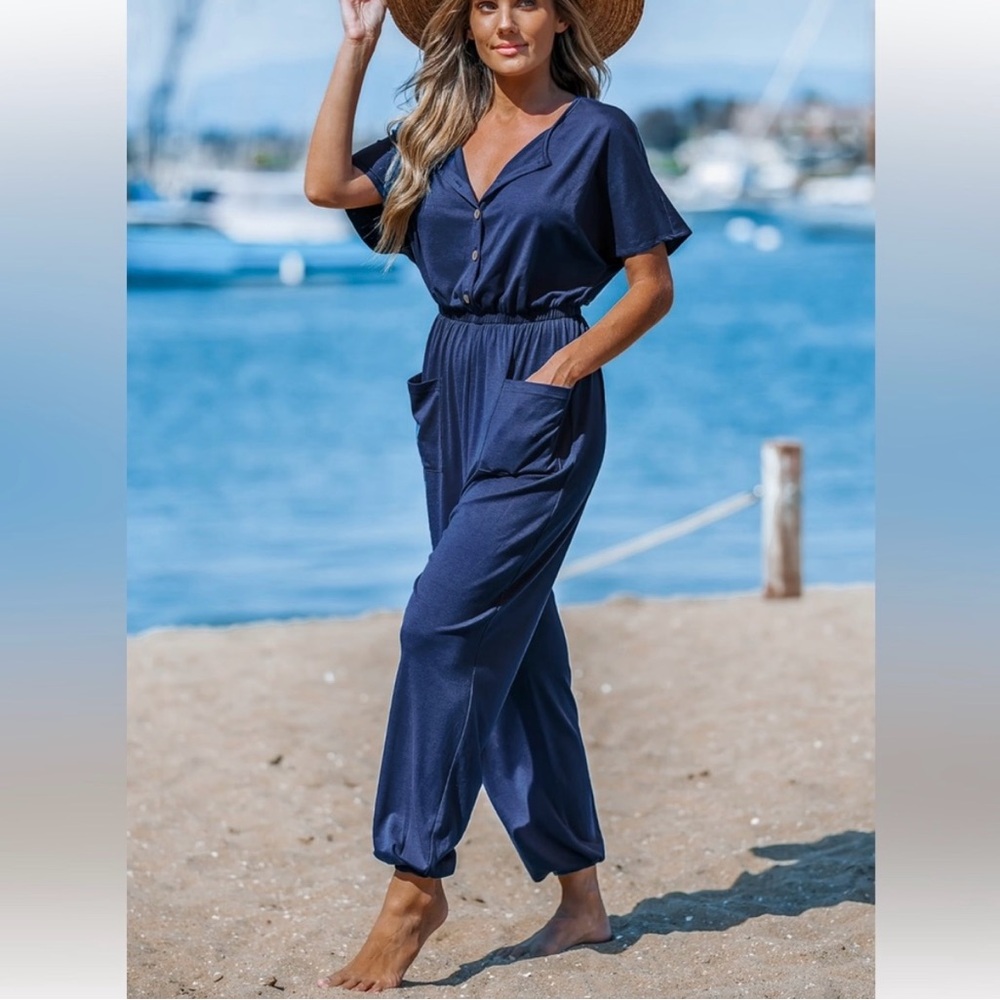 Cupshe Deep Blue Casual Jumpsuit